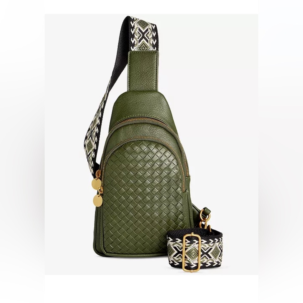 Style & Co. Olive Green Woven Sling Crossbody with Gold Hardware